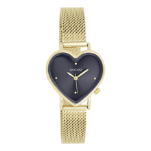 Afbeelding in Gallery-weergave laden, goudkleurig hartvormig horloge met blauwe wijzerplaat van oozoo
