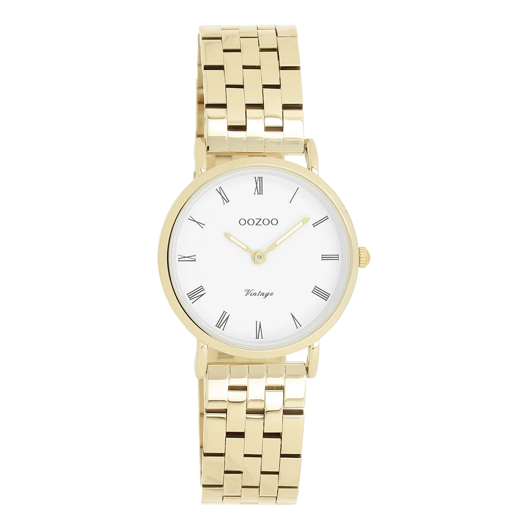 goudkleurig oozoo horloge met witte wijzerplaat 40 mm